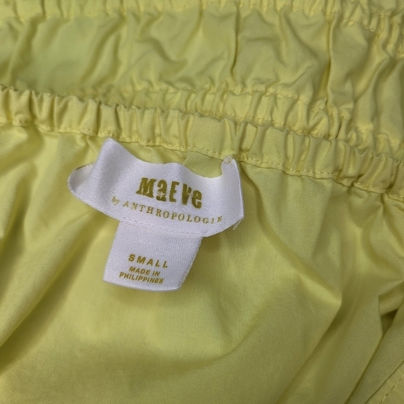 Anthropologie Maeve Liora blouse yellow thick straps ruched square neck sz Small - Picture 8 of 9